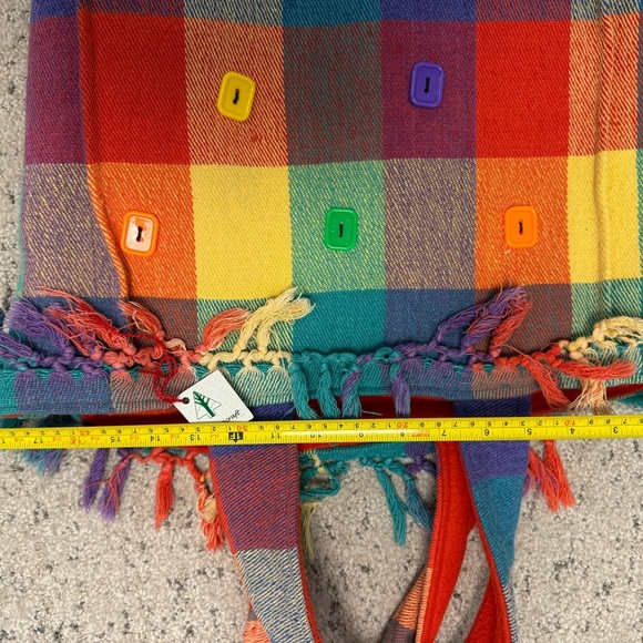 Mooncraft handmade NWT  button Red and Orange TasseledTote Bag lined flannel red - Picture 5 of 13